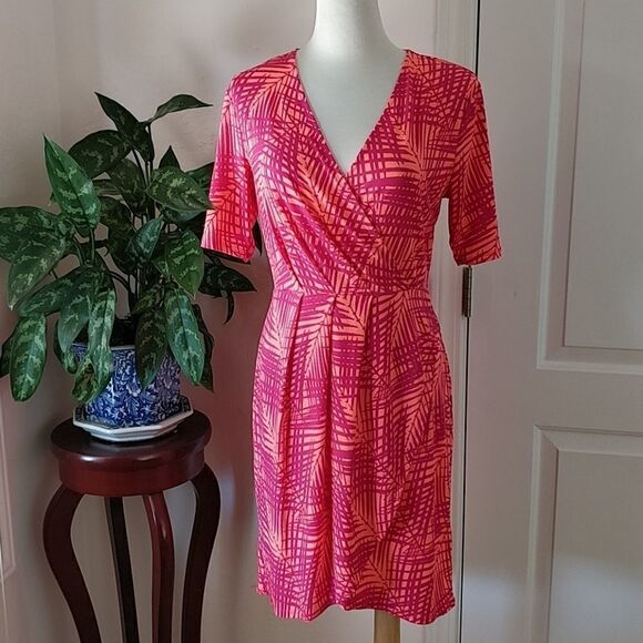 Apt 9 tropical palm print surplice dress MP - Picture 1 of 9